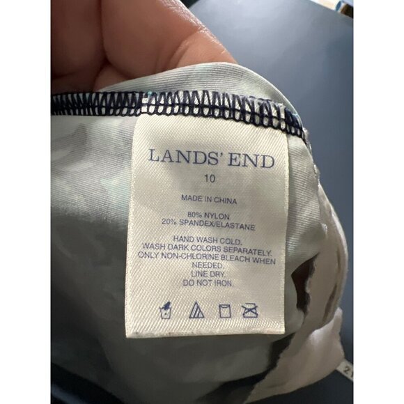 Lands End  Tankini Top Blue & Navy Damask Print‎ Vacation Beach Tropical - Picture 5 of 9